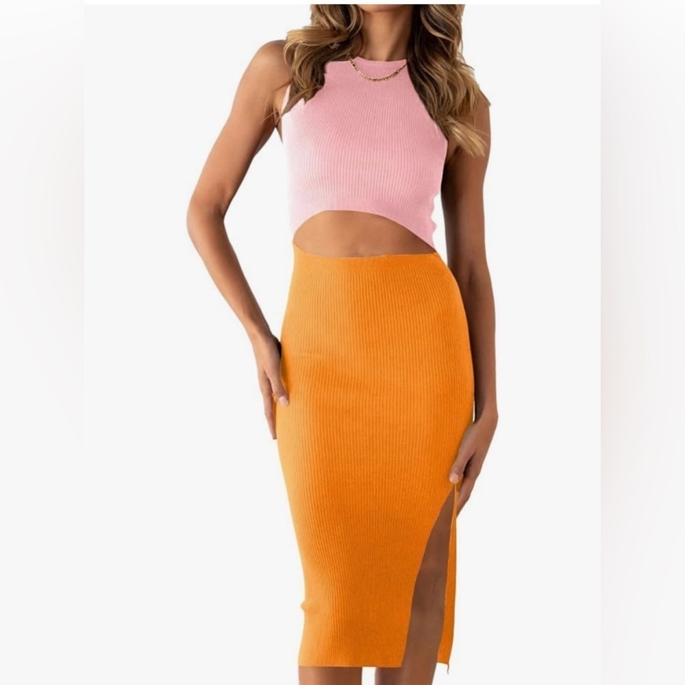 Pink and Orange Knit Cut Out Tank Dress

8046